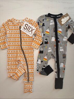 Angel Dear Costumed Ghost Bamboo Pumpkin Cotton Convertible Romper 0-3 months